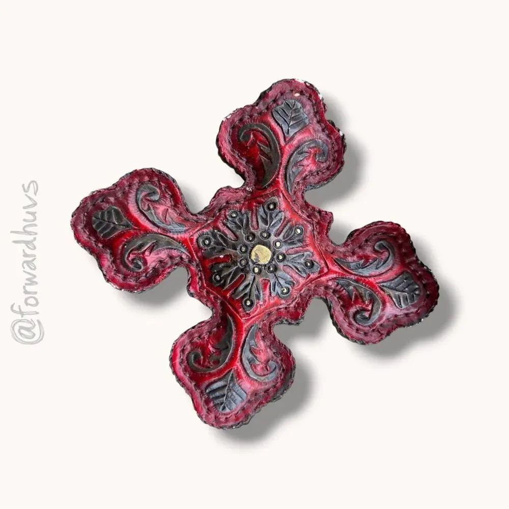 Handcrafted Southwestern Embossed Cross Rustic Western Folk Art